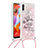 Silicone Candy Rubber TPU Bling-Bling Soft Case Cover with Lanyard Strap S02 for Samsung Galaxy M11