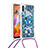 Silicone Candy Rubber TPU Bling-Bling Soft Case Cover with Lanyard Strap S02 for Samsung Galaxy M11