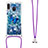 Silicone Candy Rubber TPU Bling-Bling Soft Case Cover with Lanyard Strap S02 for Samsung Galaxy M20