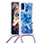 Silicone Candy Rubber TPU Bling-Bling Soft Case Cover with Lanyard Strap S02 for Samsung Galaxy M21