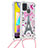 Silicone Candy Rubber TPU Bling-Bling Soft Case Cover with Lanyard Strap S02 for Samsung Galaxy M21s Pink