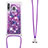 Silicone Candy Rubber TPU Bling-Bling Soft Case Cover with Lanyard Strap S02 for Samsung Galaxy M30 Purple