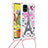 Silicone Candy Rubber TPU Bling-Bling Soft Case Cover with Lanyard Strap S02 for Samsung Galaxy M40S