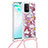 Silicone Candy Rubber TPU Bling-Bling Soft Case Cover with Lanyard Strap S02 for Samsung Galaxy M80S