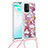 Silicone Candy Rubber TPU Bling-Bling Soft Case Cover with Lanyard Strap S02 for Samsung Galaxy M80S Red