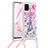 Silicone Candy Rubber TPU Bling-Bling Soft Case Cover with Lanyard Strap S02 for Samsung Galaxy Note 10 Lite