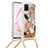 Silicone Candy Rubber TPU Bling-Bling Soft Case Cover with Lanyard Strap S02 for Samsung Galaxy Note 10 Lite Gold