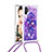 Silicone Candy Rubber TPU Bling-Bling Soft Case Cover with Lanyard Strap S02 for Samsung Galaxy Note 10 Plus 5G Purple