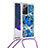 Silicone Candy Rubber TPU Bling-Bling Soft Case Cover with Lanyard Strap S02 for Samsung Galaxy Note 20 Ultra 5G Blue