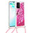 Silicone Candy Rubber TPU Bling-Bling Soft Case Cover with Lanyard Strap S02 for Samsung Galaxy S10 Lite Hot Pink