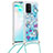 Silicone Candy Rubber TPU Bling-Bling Soft Case Cover with Lanyard Strap S02 for Samsung Galaxy S10 Lite Sky Blue