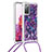 Silicone Candy Rubber TPU Bling-Bling Soft Case Cover with Lanyard Strap S02 for Samsung Galaxy S20 FE 4G Purple