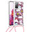 Silicone Candy Rubber TPU Bling-Bling Soft Case Cover with Lanyard Strap S02 for Samsung Galaxy S20 FE 5G Red