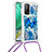 Silicone Candy Rubber TPU Bling-Bling Soft Case Cover with Lanyard Strap S02 for Xiaomi Mi 10T 5G Blue