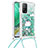 Silicone Candy Rubber TPU Bling-Bling Soft Case Cover with Lanyard Strap S02 for Xiaomi Mi 10T 5G Green