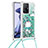 Silicone Candy Rubber TPU Bling-Bling Soft Case Cover with Lanyard Strap S02 for Xiaomi Mi 11T 5G Green