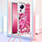 Silicone Candy Rubber TPU Bling-Bling Soft Case Cover with Lanyard Strap S02 for Xiaomi Mi 12 Lite NE 5G Hot Pink