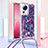 Silicone Candy Rubber TPU Bling-Bling Soft Case Cover with Lanyard Strap S02 for Xiaomi Mi 13 Lite 5G Purple