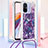 Silicone Candy Rubber TPU Bling-Bling Soft Case Cover with Lanyard Strap S02 for Xiaomi Poco C55 Purple