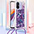 Silicone Candy Rubber TPU Bling-Bling Soft Case Cover with Lanyard Strap S02 for Xiaomi Redmi 12C 4G Purple