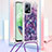 Silicone Candy Rubber TPU Bling-Bling Soft Case Cover with Lanyard Strap S02 for Xiaomi Redmi Note 12 5G Purple