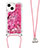 Silicone Candy Rubber TPU Bling-Bling Soft Case Cover with Lanyard Strap S03 for Apple iPhone 13