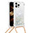 Silicone Candy Rubber TPU Bling-Bling Soft Case Cover with Lanyard Strap S03 for Apple iPhone 13 Pro Max