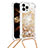 Silicone Candy Rubber TPU Bling-Bling Soft Case Cover with Lanyard Strap S03 for Apple iPhone 13 Pro Max Gold