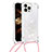 Silicone Candy Rubber TPU Bling-Bling Soft Case Cover with Lanyard Strap S03 for Apple iPhone 13 Pro Max Silver