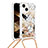 Silicone Candy Rubber TPU Bling-Bling Soft Case Cover with Lanyard Strap S03 for Apple iPhone 14 Gold