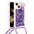 Silicone Candy Rubber TPU Bling-Bling Soft Case Cover with Lanyard Strap S03 for Apple iPhone 14 Plus