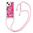 Silicone Candy Rubber TPU Bling-Bling Soft Case Cover with Lanyard Strap S03 for Apple iPhone 14 Plus