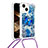 Silicone Candy Rubber TPU Bling-Bling Soft Case Cover with Lanyard Strap S03 for Apple iPhone 14 Plus