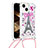 Silicone Candy Rubber TPU Bling-Bling Soft Case Cover with Lanyard Strap S03 for Apple iPhone 14 Plus