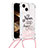 Silicone Candy Rubber TPU Bling-Bling Soft Case Cover with Lanyard Strap S03 for Apple iPhone 15