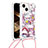 Silicone Candy Rubber TPU Bling-Bling Soft Case Cover with Lanyard Strap S03 for Apple iPhone 15