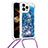 Silicone Candy Rubber TPU Bling-Bling Soft Case Cover with Lanyard Strap S03 for Apple iPhone 15 Pro