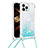 Silicone Candy Rubber TPU Bling-Bling Soft Case Cover with Lanyard Strap S03 for Apple iPhone 16 Pro Max Sky Blue