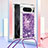 Silicone Candy Rubber TPU Bling-Bling Soft Case Cover with Lanyard Strap S03 for Google Pixel 8 Pro 5G Purple