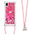 Silicone Candy Rubber TPU Bling-Bling Soft Case Cover with Lanyard Strap S03 for Samsung Galaxy A01 Core