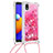 Silicone Candy Rubber TPU Bling-Bling Soft Case Cover with Lanyard Strap S03 for Samsung Galaxy A01 Core