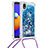 Silicone Candy Rubber TPU Bling-Bling Soft Case Cover with Lanyard Strap S03 for Samsung Galaxy A01 Core