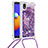 Silicone Candy Rubber TPU Bling-Bling Soft Case Cover with Lanyard Strap S03 for Samsung Galaxy A01 Core