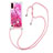 Silicone Candy Rubber TPU Bling-Bling Soft Case Cover with Lanyard Strap S03 for Samsung Galaxy A01 SM-A015