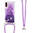 Silicone Candy Rubber TPU Bling-Bling Soft Case Cover with Lanyard Strap S03 for Samsung Galaxy A01 SM-A015