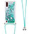 Silicone Candy Rubber TPU Bling-Bling Soft Case Cover with Lanyard Strap S03 for Samsung Galaxy A01 SM-A015 Green