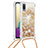 Silicone Candy Rubber TPU Bling-Bling Soft Case Cover with Lanyard Strap S03 for Samsung Galaxy A02