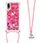 Silicone Candy Rubber TPU Bling-Bling Soft Case Cover with Lanyard Strap S03 for Samsung Galaxy A02