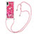 Silicone Candy Rubber TPU Bling-Bling Soft Case Cover with Lanyard Strap S03 for Samsung Galaxy A02