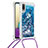 Silicone Candy Rubber TPU Bling-Bling Soft Case Cover with Lanyard Strap S03 for Samsung Galaxy A02